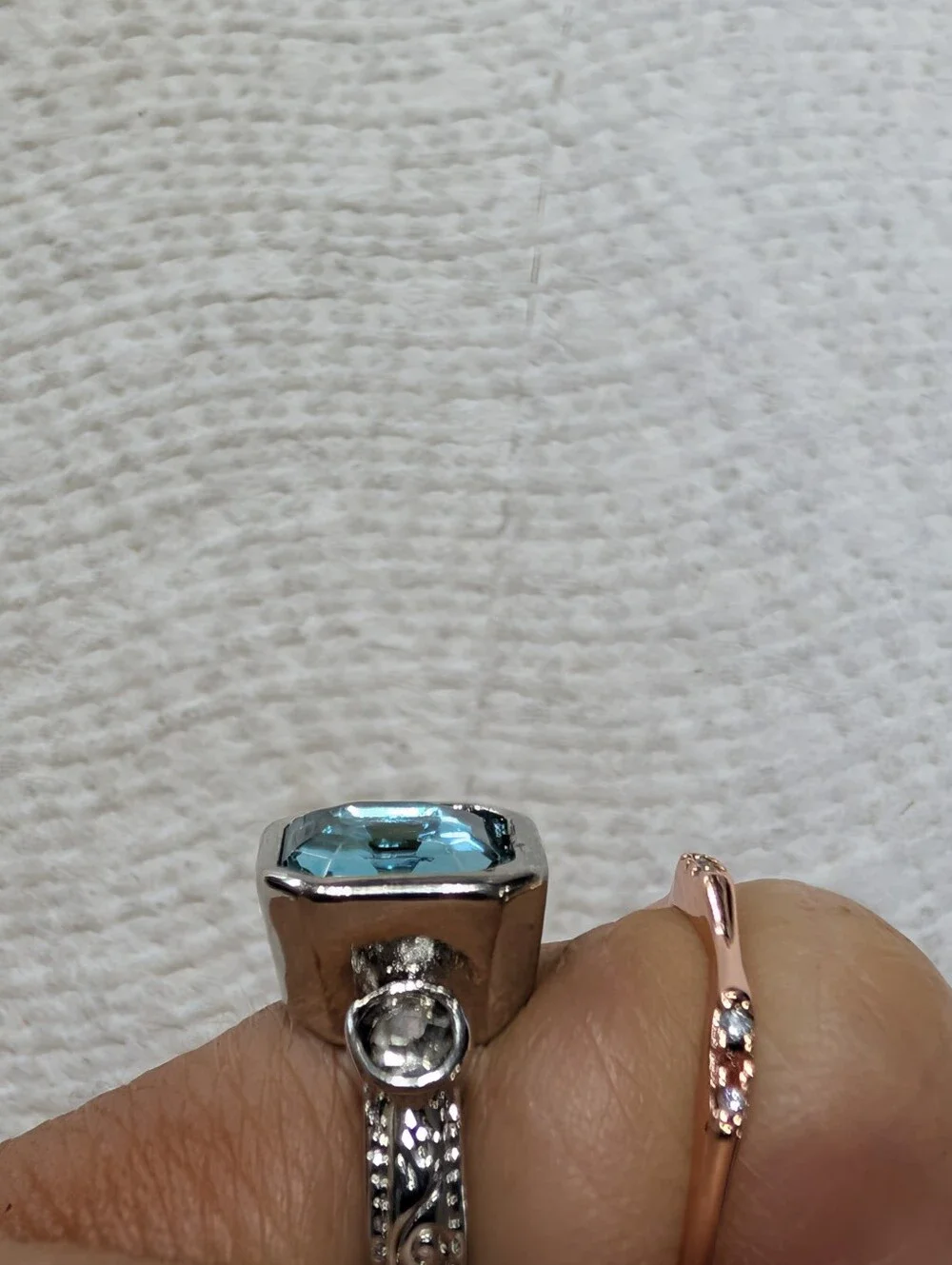 Rose Gold Colored Topaz CZ Silver Ring Bundle